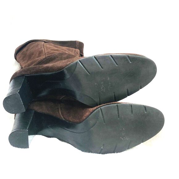 Apostrophe Suede Boots Pirate Riding 15 in Brown Zip 6.5 Women Meander Y2K Gypsy - Picture 10 of 16